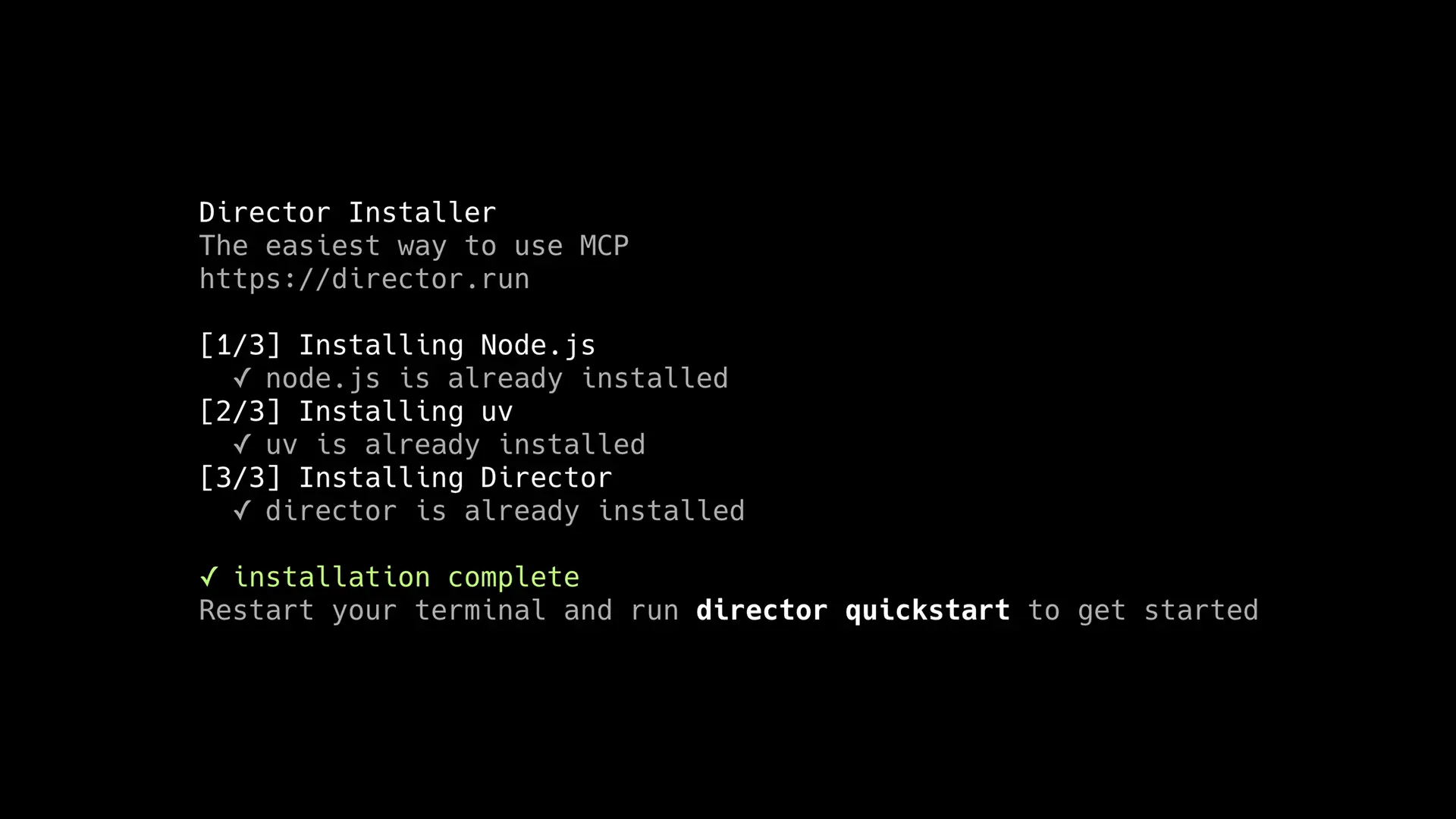 Screenshot of the installer having run